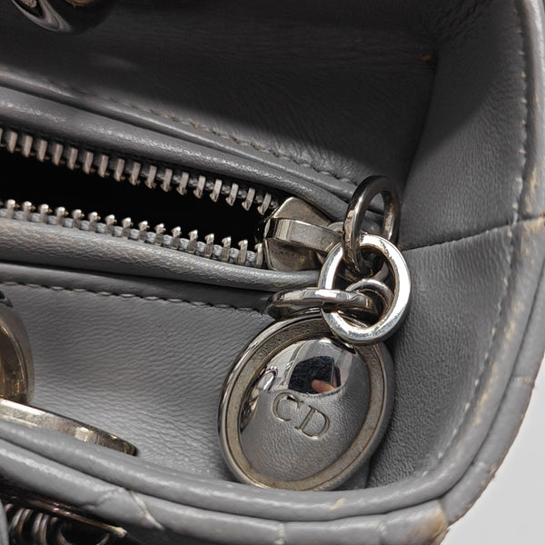 Lady Dior Medium Cannage Lambskin Gray