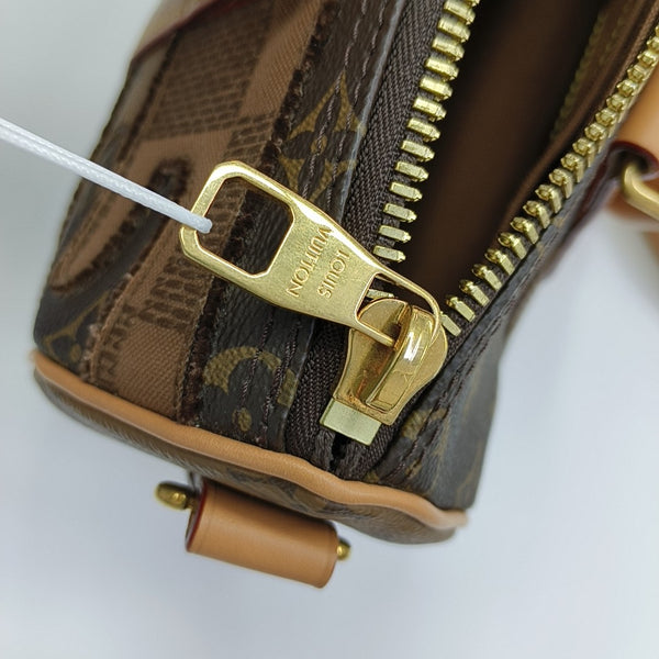 KEEPALL 25 Damier Ebene Coated Canvas Brown