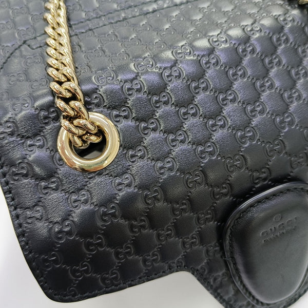 Emily Chain Mini Monogram Calfskin Black