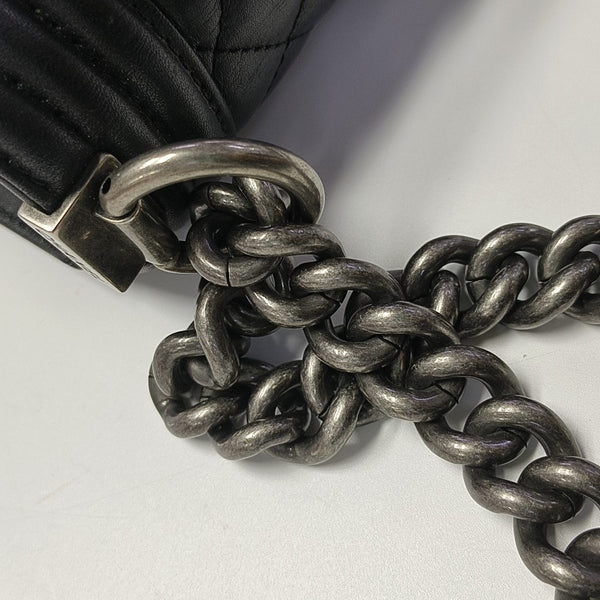 BOY CHANEL Medium Quilted Calfskin Black