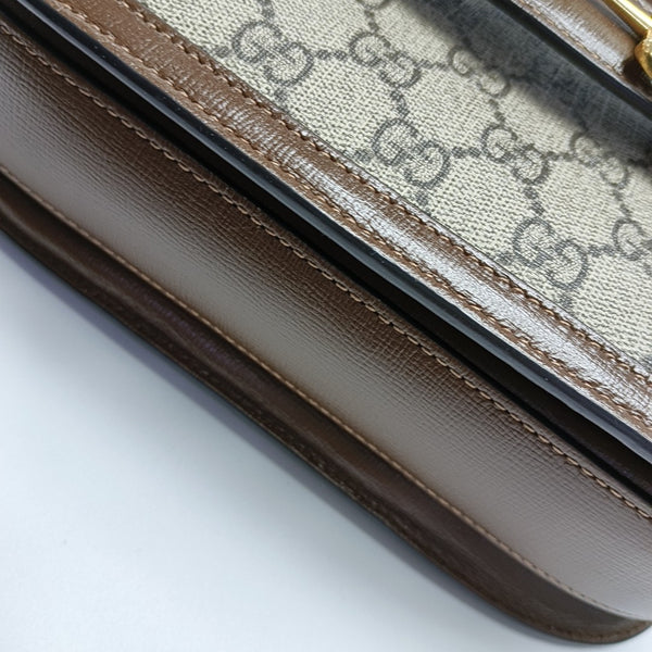 Horsebit 1955 Medium Monogram Coated Canvas Beige