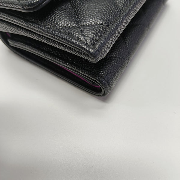 Quilted Grained Calfskin Wallet Black