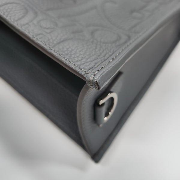 East/west Satchel Oblique Calfskin Gray