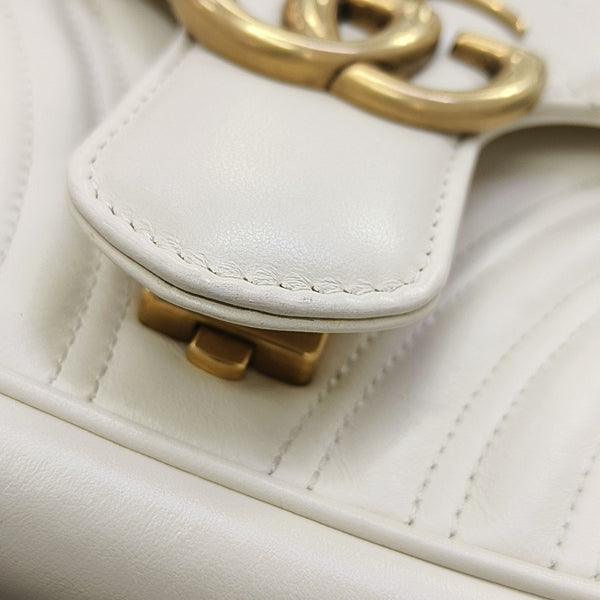 GG Marmont Medium Quilted Calfskin White