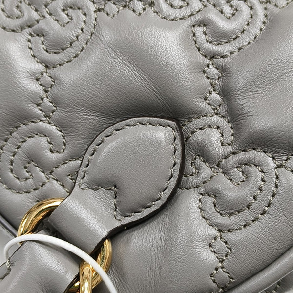 GG Matelassé Mini Monogram Calfskin Gray