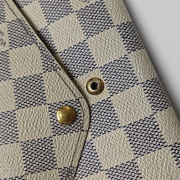 SARAH Damier Azur Coated Canvas White Wallet