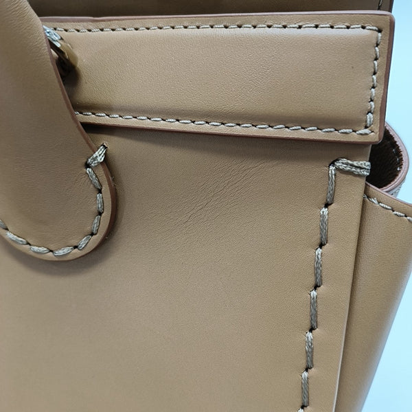 Calfskin Top Handle Bag Brown