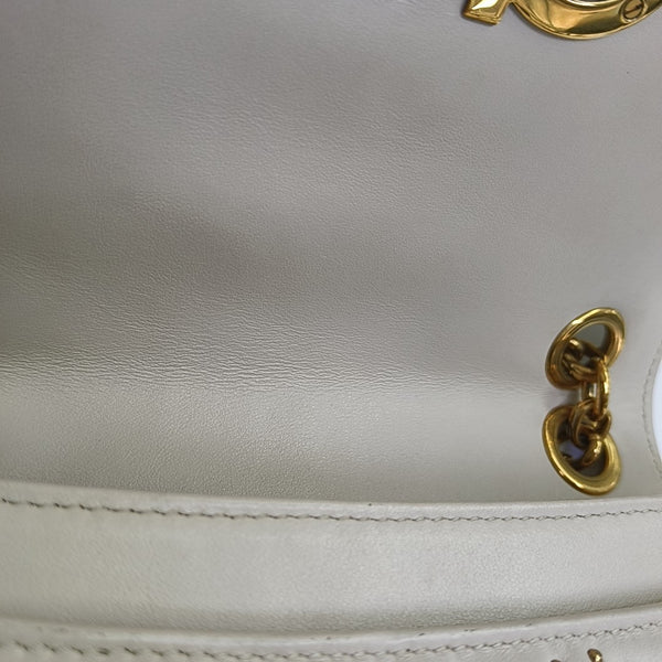 Gancini Quilted Calfskin White