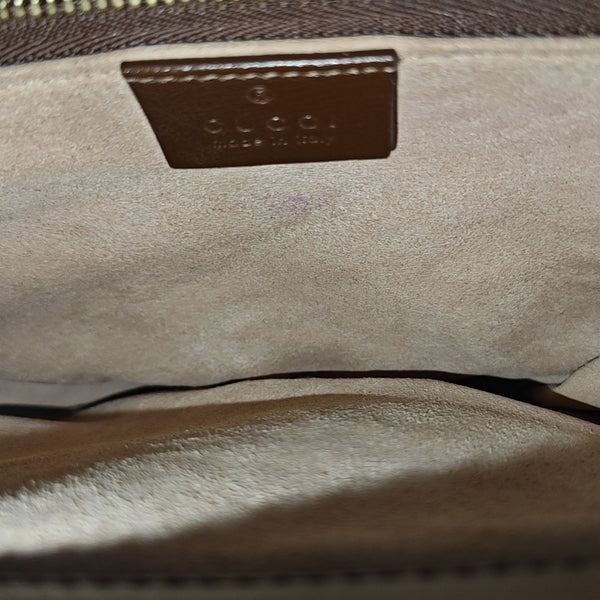 Horsebit 1955 Medium Monogram Coated Canvas Beige