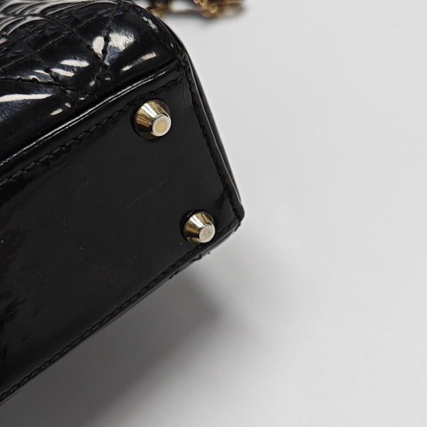 Lady Dior Mini Quilted Patent Leather Black