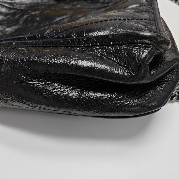NIKI Medium Chevron Calfskin Black