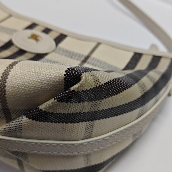 Coated Canvas Top Handle Bag White