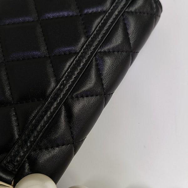 Quilted Calfskin Shoulder Bag Black