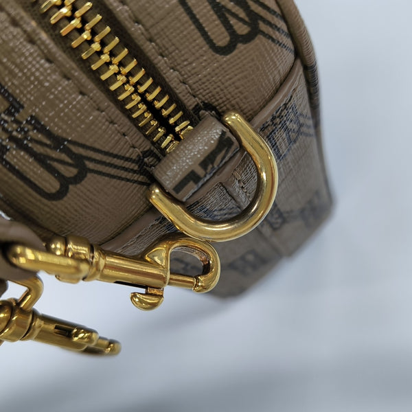 Coated Canvas Shoulder Bag Brown