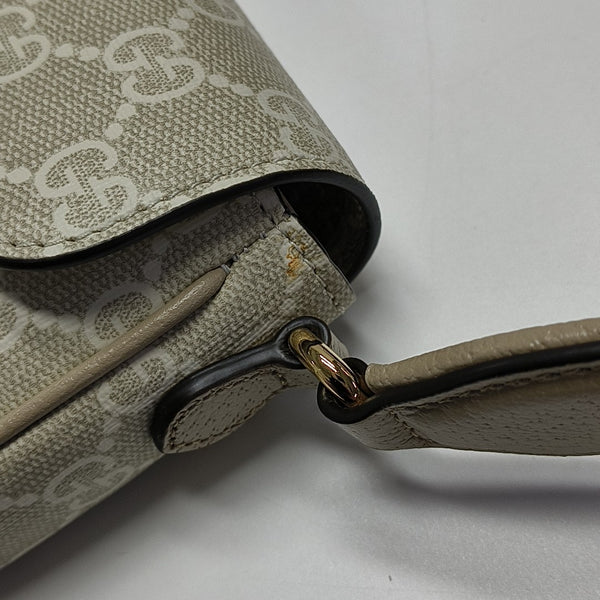 Ophidia Small Monogram Coated Canvas Beige