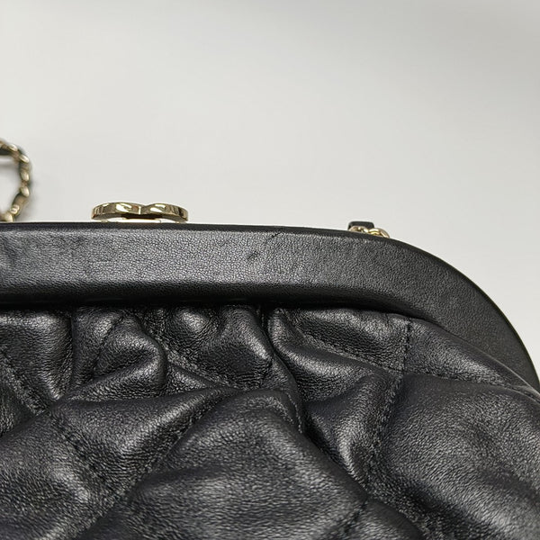 Quilted Lambskin Shoulder Bag Black