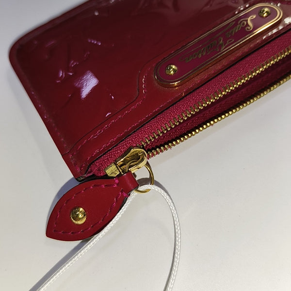 Monogram Patent Leather Card Holder Red