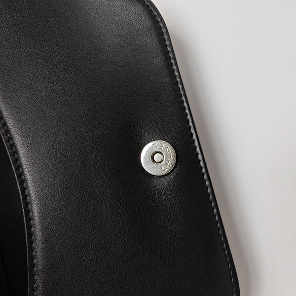 Quilted Grained Calfskin Shoulder Bag Black