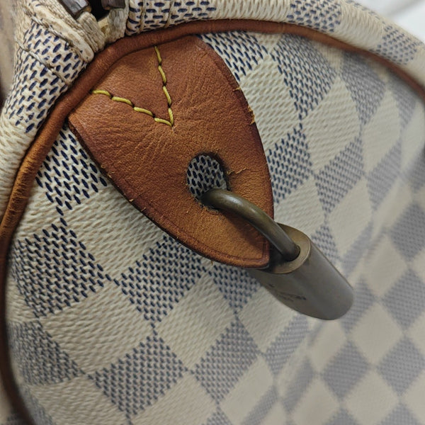 SPEEDY 30 Damier Azur Coated Canvas White