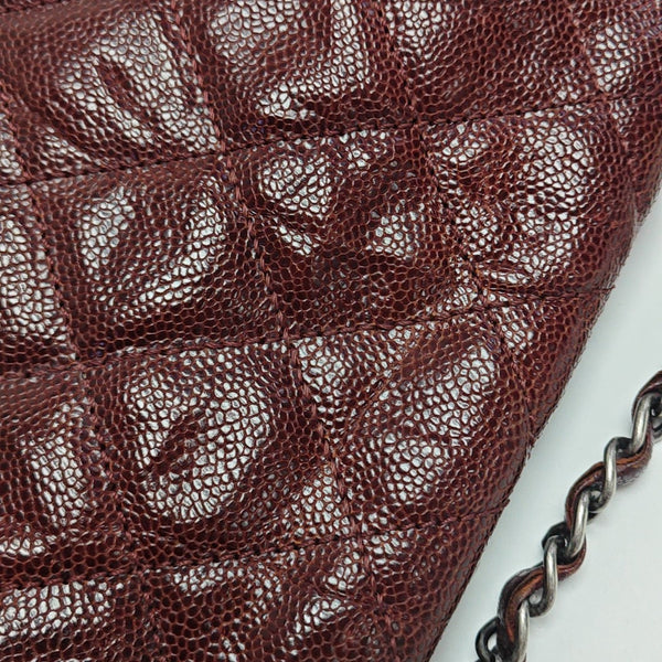 Quilted Grained Calfskin Shoulder Bag Red