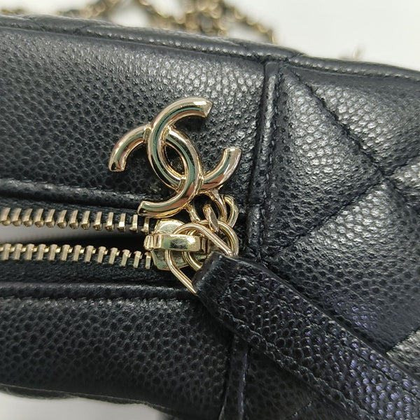 Quilted Grained Calfskin Backpack Mini Black