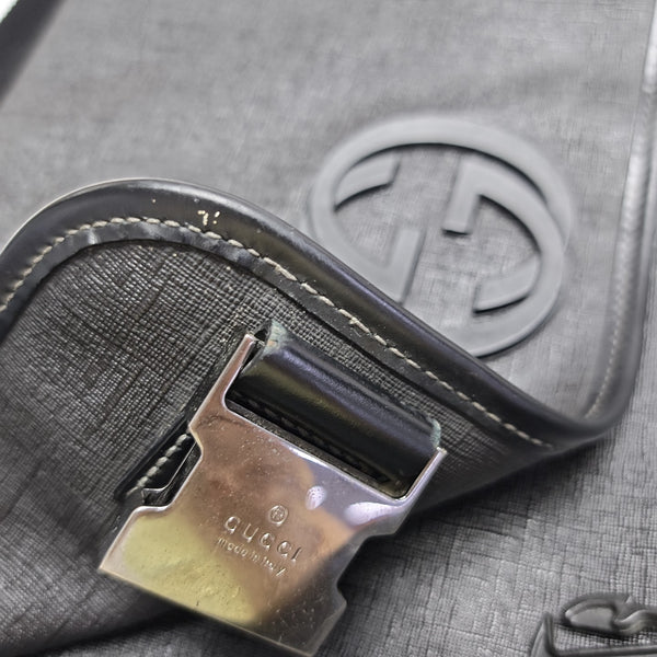 Coated Canvas Crossbody Bag Black