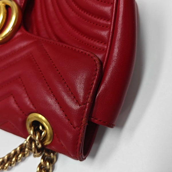 GG Marmont Medium Quilted Calfskin Red