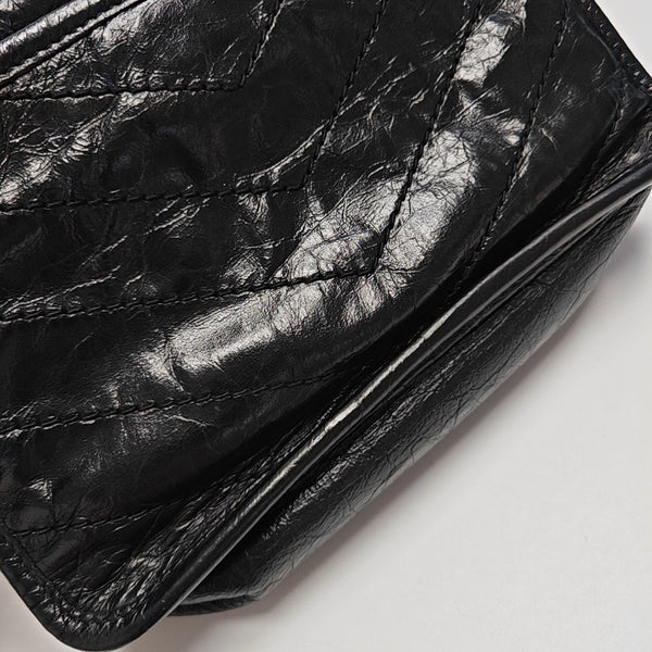 NIKI Small Chevron Calfskin Black