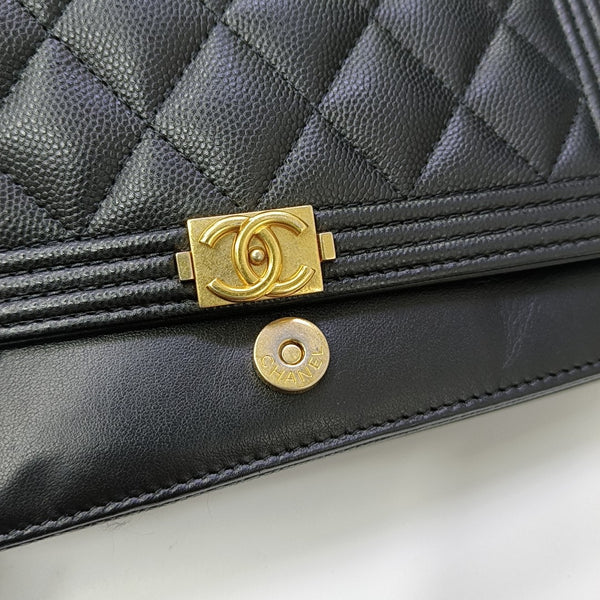 BOY CHANEL Mini Quilted Grained Calfskin Black
