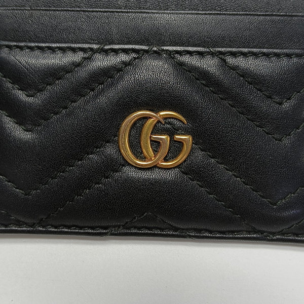 GG Marmont Mini Quilted Calfskin Black Card Holder