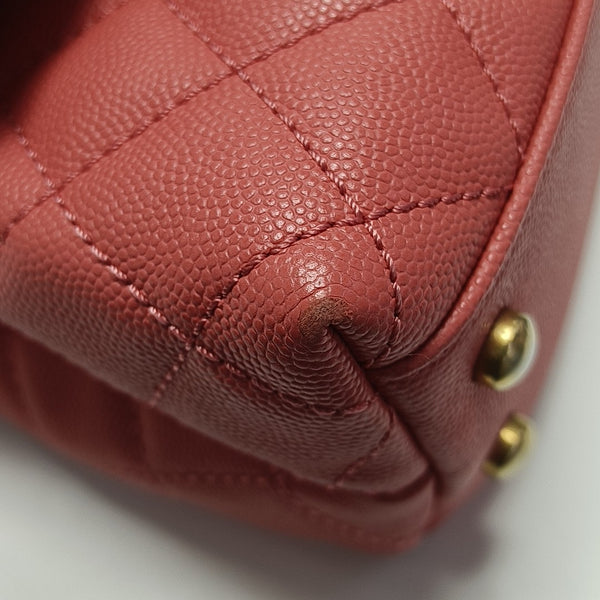 COCO HANDLE Small Quilted Grained Calfskin Pink