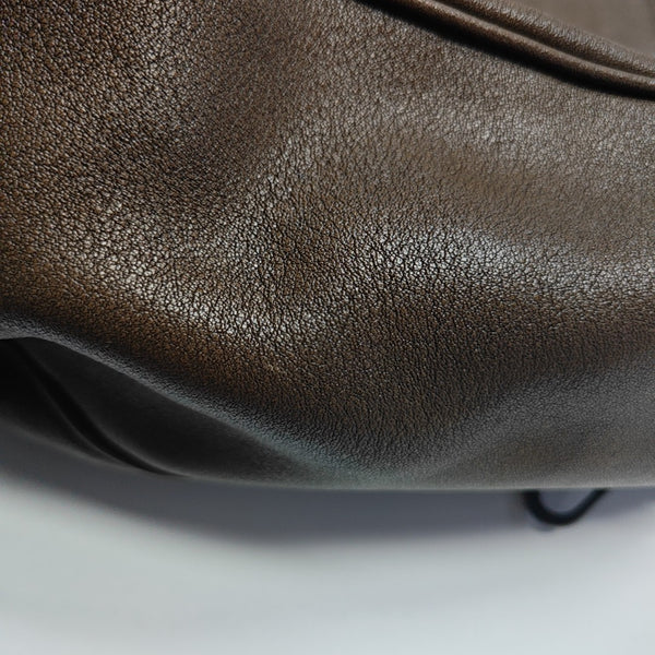 Leather Top Handle Bag Brown
