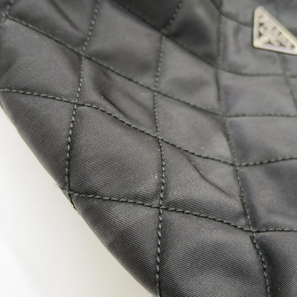 Quilted Nylon Clutch Black
