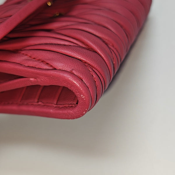 Matelassé Quilted Lambskin Red Card Holder