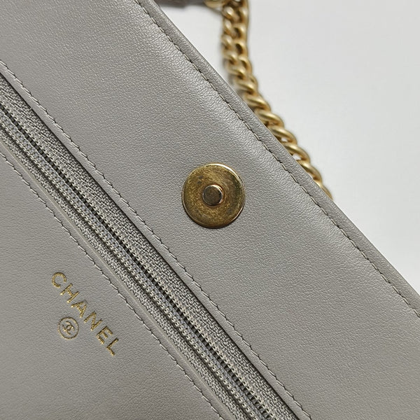 Authenticated pre-owned BOY CHANEL WOC Quilted Grained Calfskin Grey - Shoulder Bag at Looply