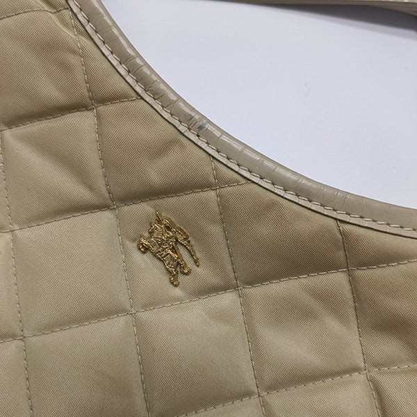 Quilted Nylon Shoulder Bag Beige