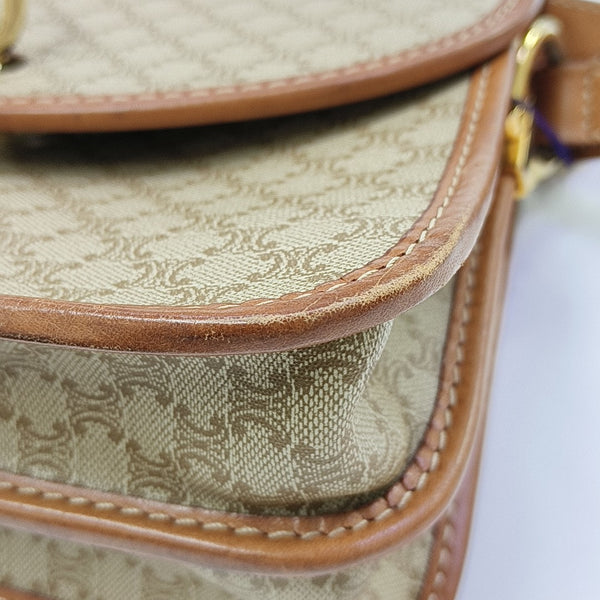 Coated Canvas Shoulder Bag Beige
