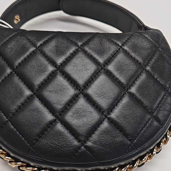 Quilted Lambskin Top Handle Bag Mini Black
