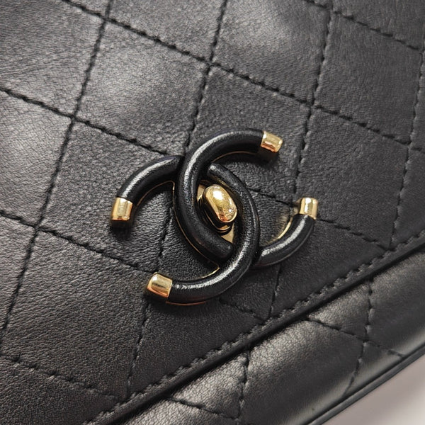 Quilted Calfskin Shoulder Bag Black