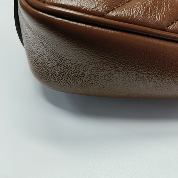 GG Marmont Small Quilted Calfskin Brown
