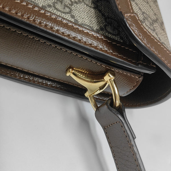 Horsebit 1955 Medium Monogram Coated Canvas Beige