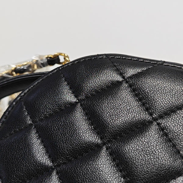 Quilted Lambskin Shoulder Bag Black