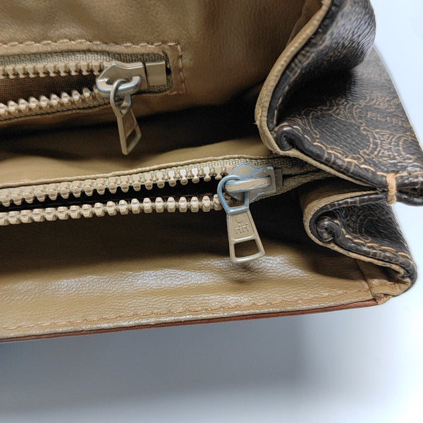 Coated Canvas Top Handle Bag Brown