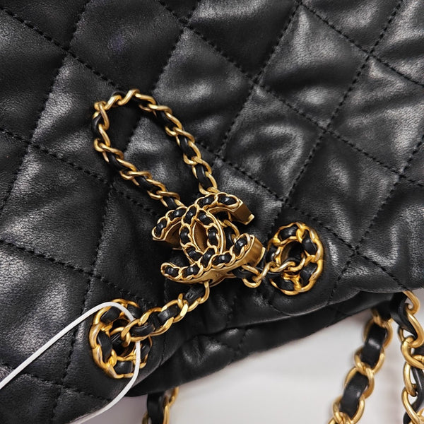 DRAWSTRING Quilted Lambskin Black