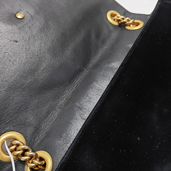 GG Marmont Large Quilted Velvet Black