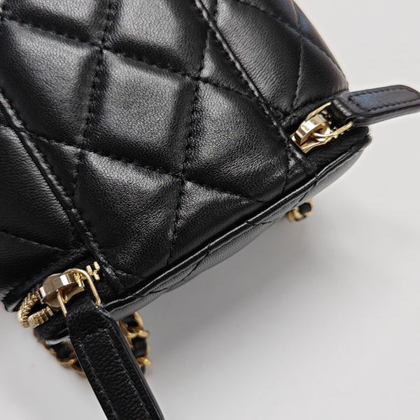 VANITY CASE Mini Quilted Lambskin Black