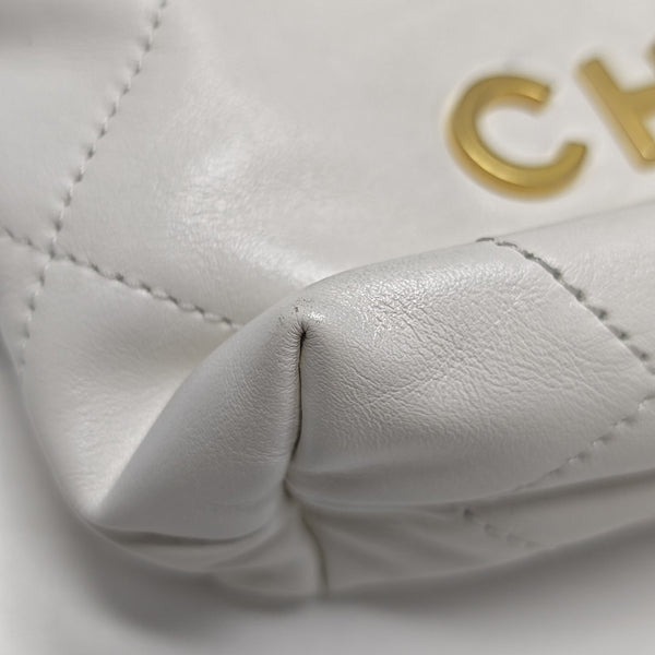 CHANEL 22 Mini Quilted Calfskin White