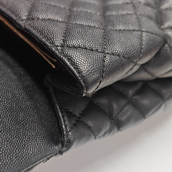 COCO HANDLE Large Quilted Grained Calfskin Black