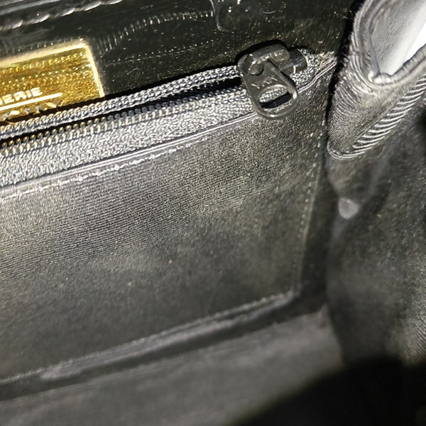 Leather Top Handle Bag Black