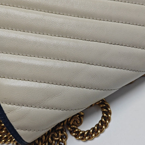 GG Marmont Mini Quilted Calfskin White